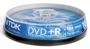 Диск TDK DVD+R 4.7Gb 16x Cake Box (10шт) (t19442) DVD+R47CBED10