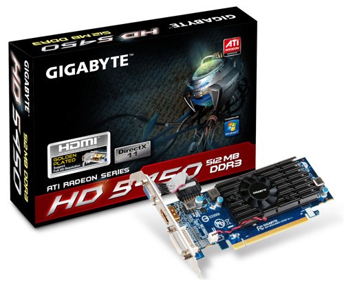  Gigabyte PCI-E ATI GV-R545OC-512I R5450 512Mb 64bit DDR3 650/1600 HDMI+2DVI-I+CRT RTL