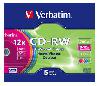  CD-RW Verbatim 700Mb 10x DataLife+ Slim Color (5) 43167