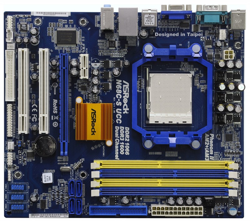   ASRock N68C-S UCC Soc-AM2 GF7025-630 DDRII+DDRIII mATX AC'97 6ch LAN +VGA bulk