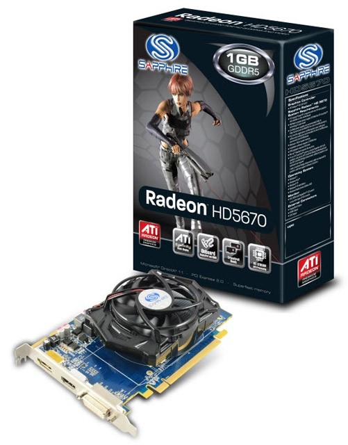  Sapphire PCI-E ATI HD5670 HM W/1G GDDR5 VRAM HDMI/DVI-I/DP Lite RTL