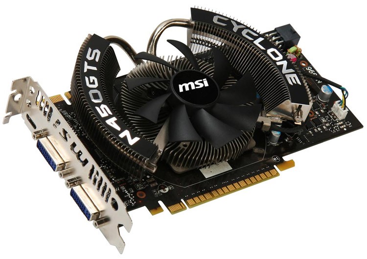  MSI PCI-E NV N450GTS CYCLONE OC 1GD5 GF450GTS 1G 128b DDR5 783/3608 DVI*2+mHDMI RTL