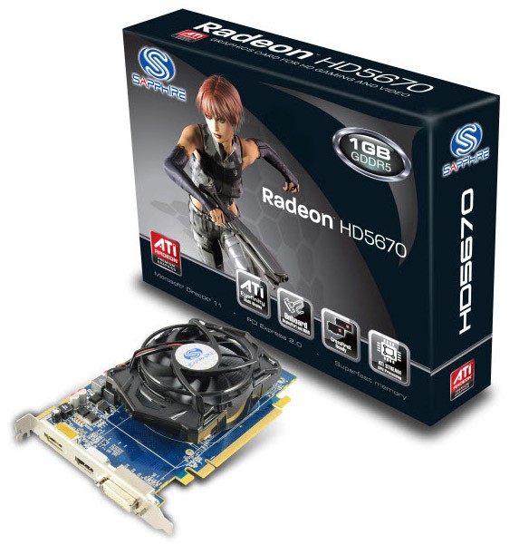  Sapphire PCI-E ATI HD5670 1024Mb DDR5 HDMI/DVI-I/DP bulk