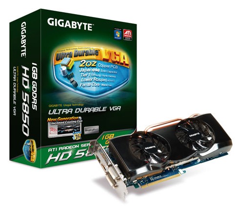  Gigabyte PCI-E ATI GV-R585OC-1GD R5850 1024Mb 256bit DDR5 HDMI+2DVI-I+DP RTL