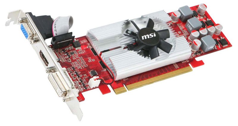  MSI PCI-E NV N220GT-MD512 D3/LP GT220 512Mb 128bit 625/810 DDR3 CRT+HDMI+D-DVI RTL