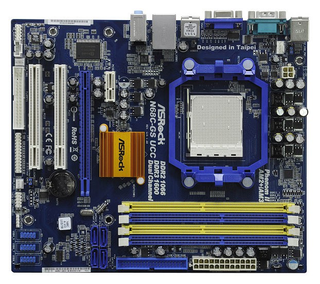   ASRock N68C-GS UCC Soc-AM2 GF7025-630 DDRII+DDRIII mATX AC'97 6ch LAN-Gbt +VGA