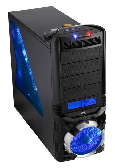 Корпус AeroCool VX-E black w/o PSU ATX 2*USB audio 2*fans front Blue LED