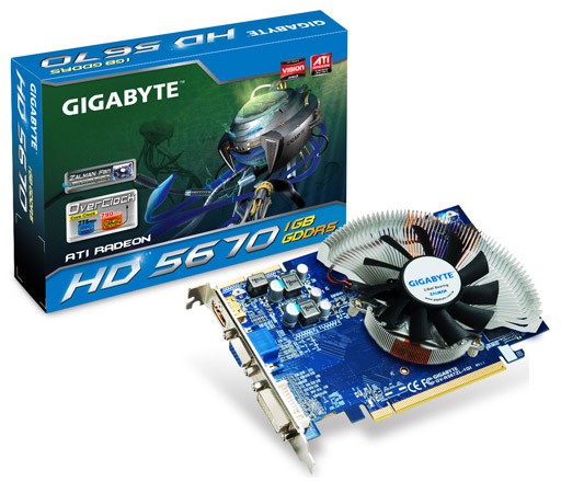  Gigabyte PCI-E ATI GV-R567ZL-1GI R5670 1024Mb 128b DDR5 790/4000 HDMI+DVI-I+CRT RTL