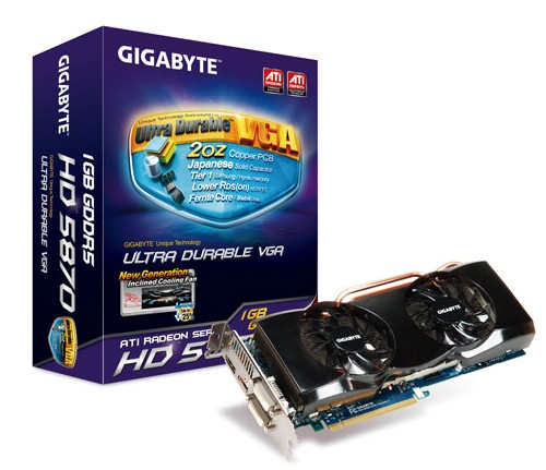  Gigabyte PCI-E ATI GV-R587UD-1GD R5870 1024Mb 256bit DDR5 850/4800 HDMI+2DVI-I+DP RTL