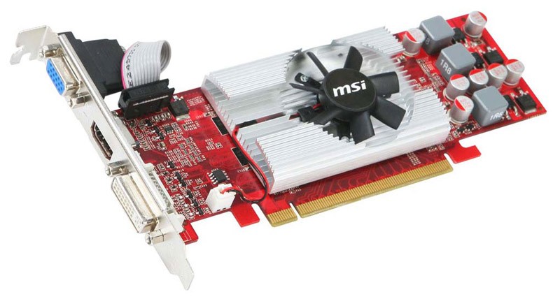  MSI PCI-E NV N220GT-MD1GD3/LP GT220 1024Mb 128bit 625/810 DDR3 CRT+DVI+HDMI RTL